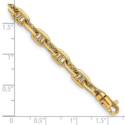 Massiv 14K Gelbgold 5.1mm Hand Poliert Fantasieglieder mit Karabinerverschluss Gliederarmband