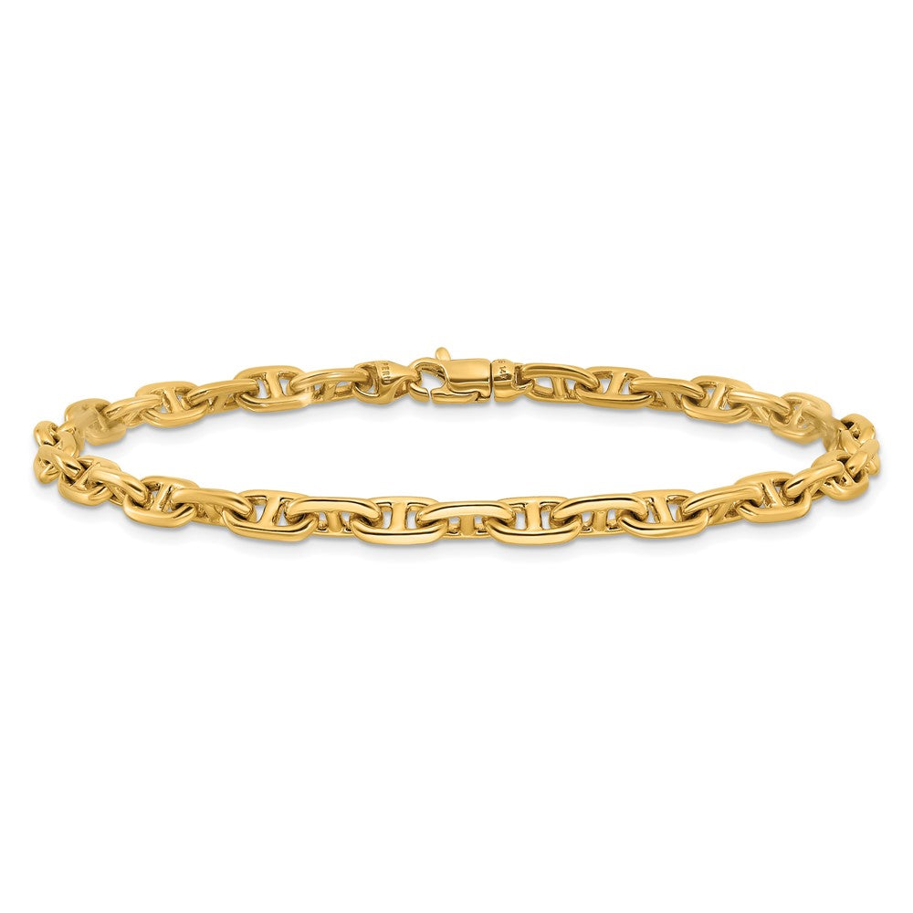 Massiv 14K Gelbgold 5.1mm Hand Poliert Fantasieglieder mit Karabinerverschluss Halskette
