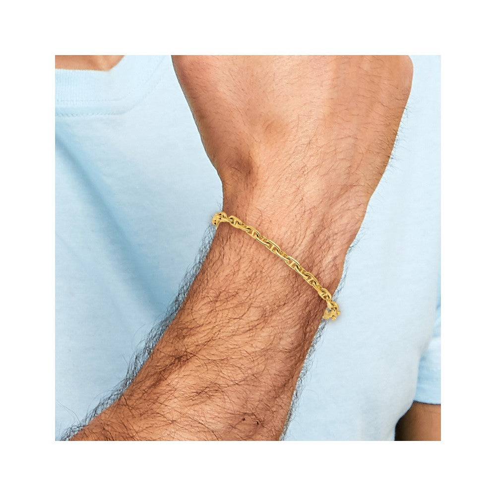 Massiv 14K Gelbgold 5.1mm Hand Poliert Fantasieglieder mit Karabinerverschluss Halskette