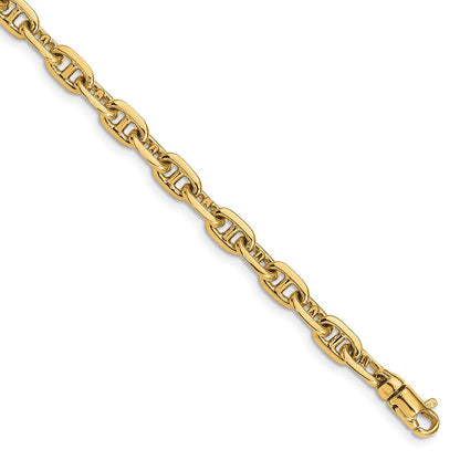 Massiv 14K Gelbgold 5.1mm Hand Poliert Fantasieglieder mit Karabinerverschluss Halskette