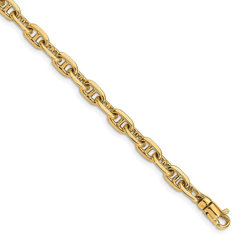 Massiv 14K Gelbgold 5.1mm Hand Poliert Fantasieglieder mit Karabinerverschluss Halskette