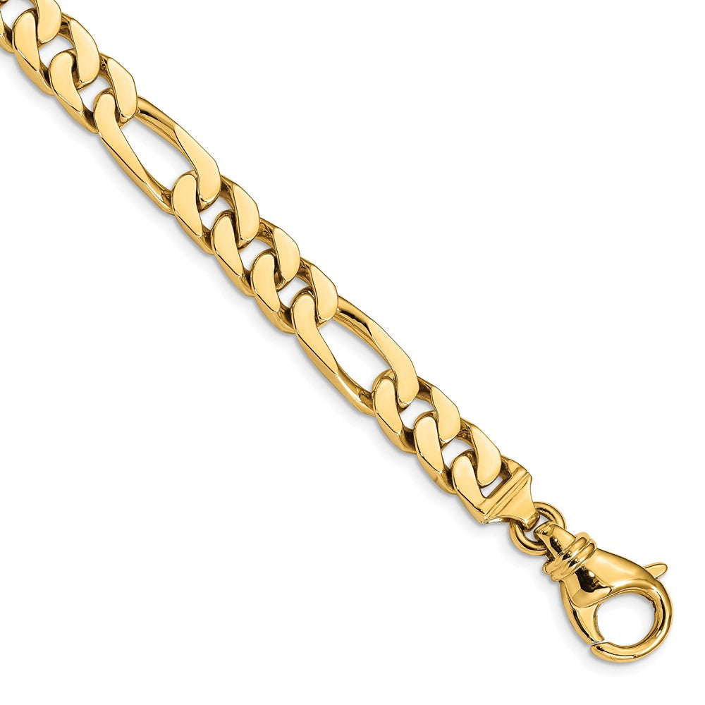 Massiv 14K Gelbgold 7.7mm Hand Poliert Fantasieglieder mit Fantasie Karabinerverschluss Gliederarmband