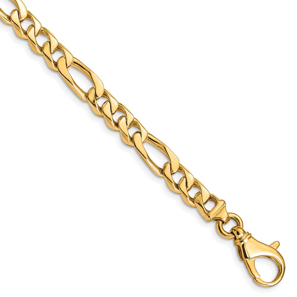 Massiv 14K Gelbgold 6.5mm Hand Poliert Fantasieglieder mit Fantasie Karabinerverschluss Gliederarmband