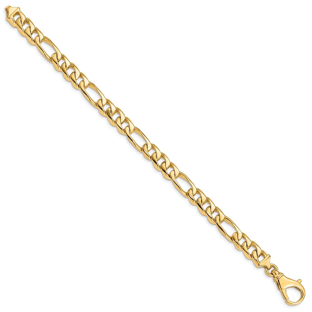 Massiv 14K Gelbgold 8.5mm Hand Poliert Fantasieglieder mit Fantasie Karabinerverschluss Gliederarmband