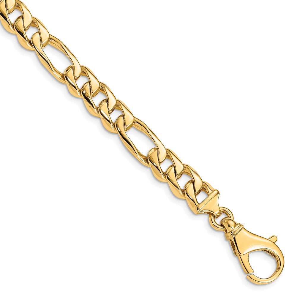 Massiv 14K Gelbgold 8.5mm Hand Poliert Fantasieglieder mit Fantasie Karabinerverschluss Gliederarmband