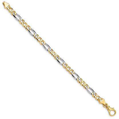 Massiv 14K Bicolor Gold 5.8mm Hand Poliert Fantasieglieder mit Fantasie Karabinerverschluss Gliederarmband