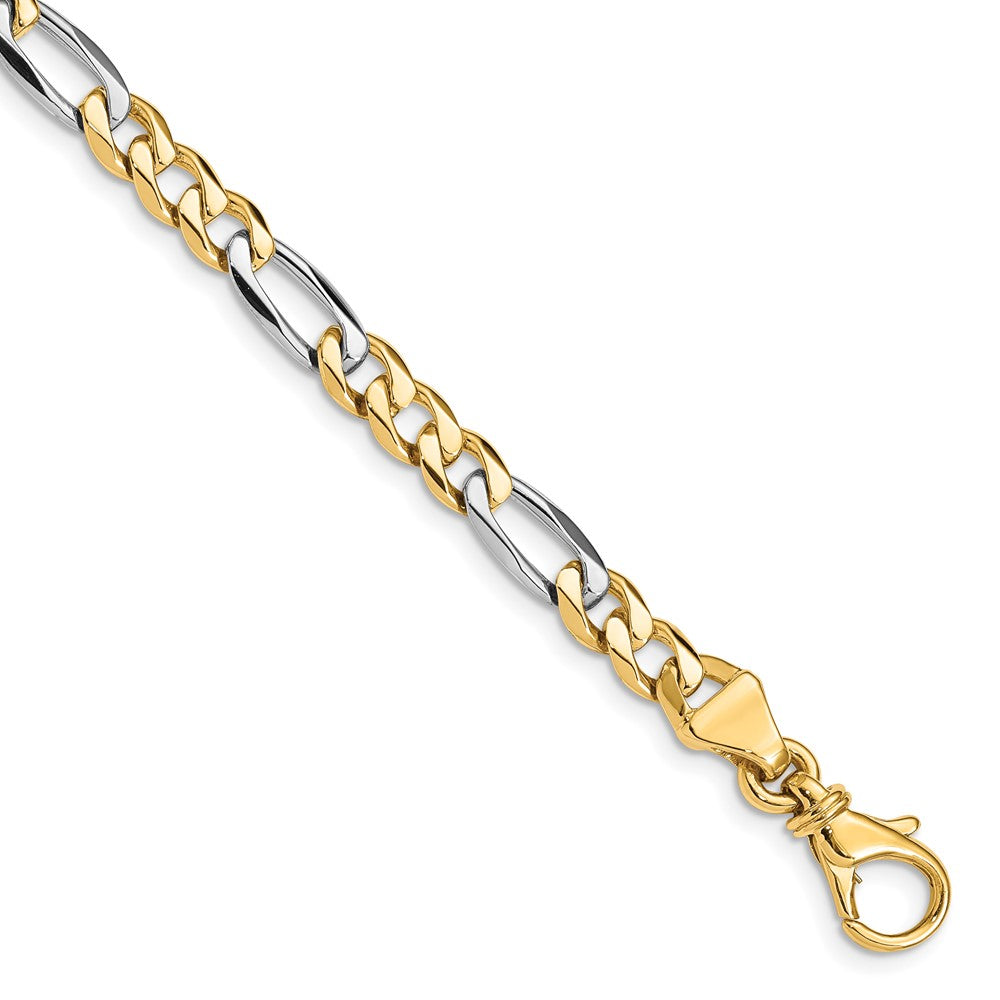 Massiv 14K Bicolor Gold 5.8mm Hand Poliert Fantasieglieder mit Fantasie Karabinerverschluss Halskette