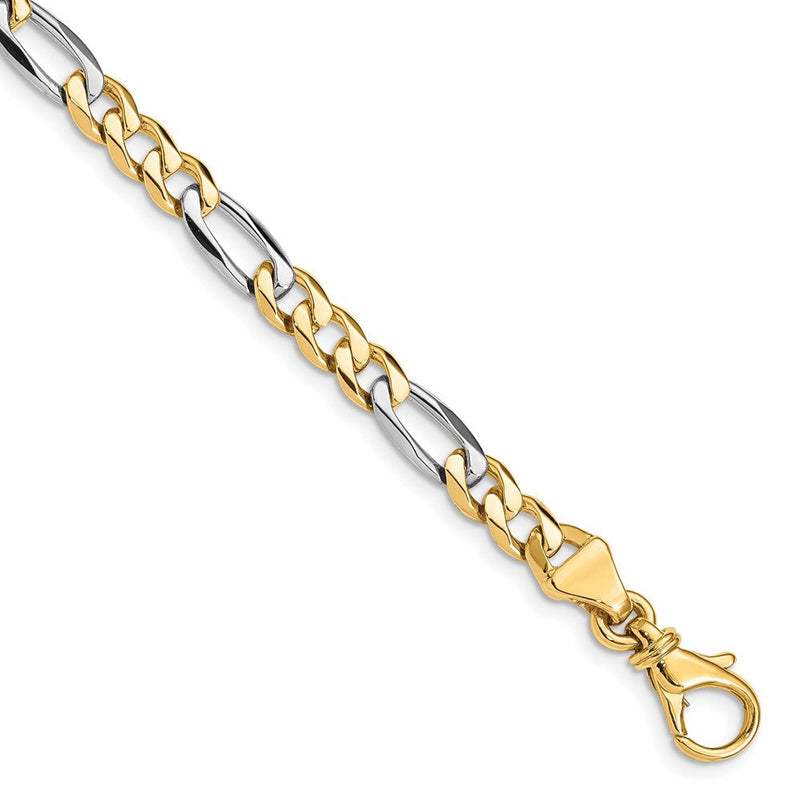 Massiv 14K Bicolor Gold 5.8mm Hand Poliert Fantasieglieder mit Fantasie Karabinerverschluss Gliederarmband