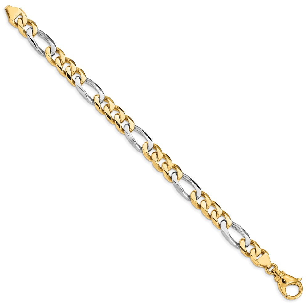 Massiv 14K Bicolor Gold 8.5mm Hand Poliert Fantasieglieder mit Fantasie Karabinerverschluss Gliederarmband