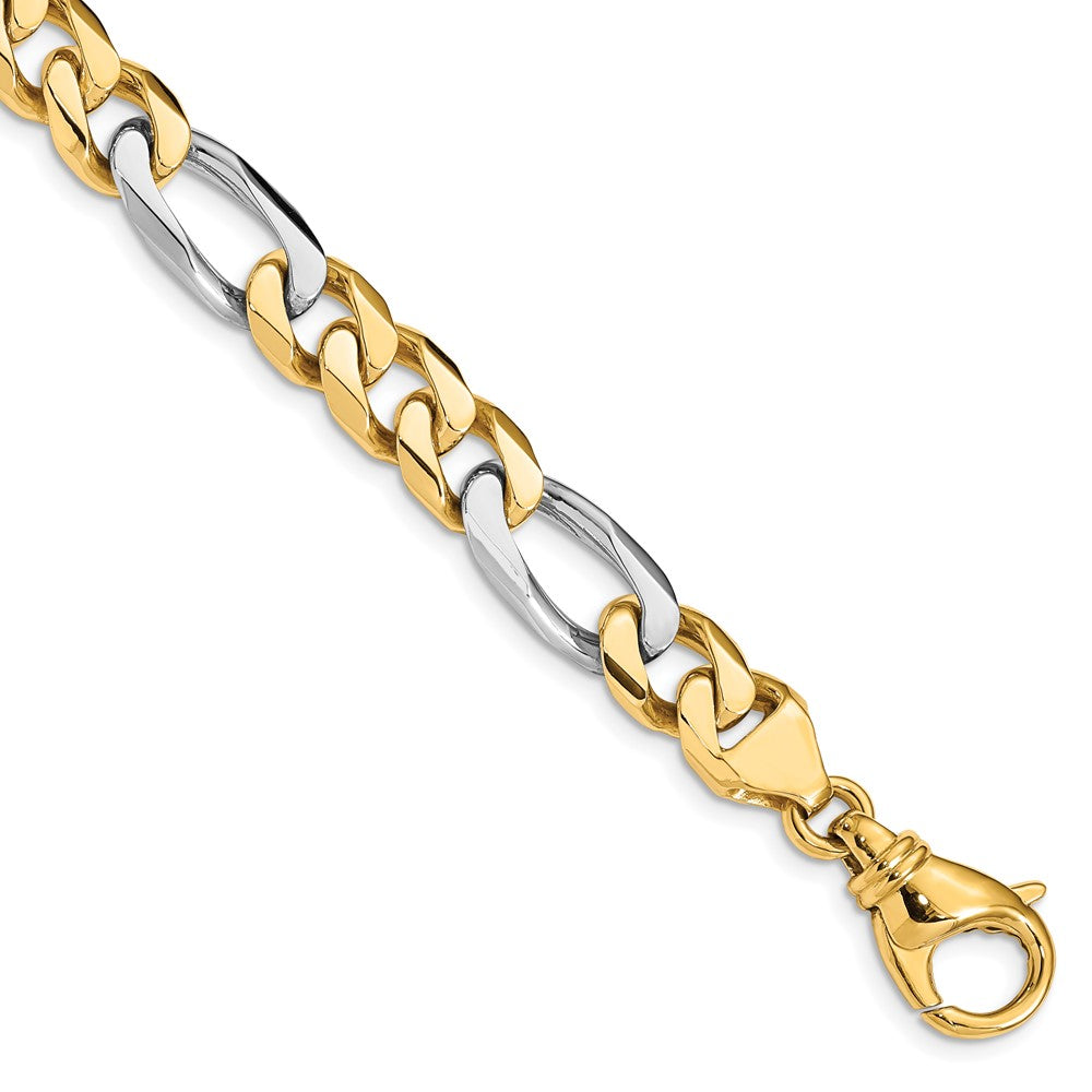 Massiv 14K Bicolor Gold 8.5mm Hand Poliert Fantasieglieder mit Fantasie Karabinerverschluss Gliederarmband