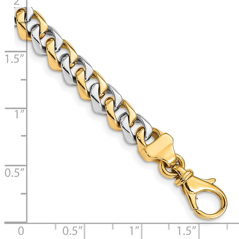 Massiv 14K Bicolor Gold 6.85mm Hand Poliert Fantasieglieder mit Fantasie Karabinerverschluss Gliederarmband