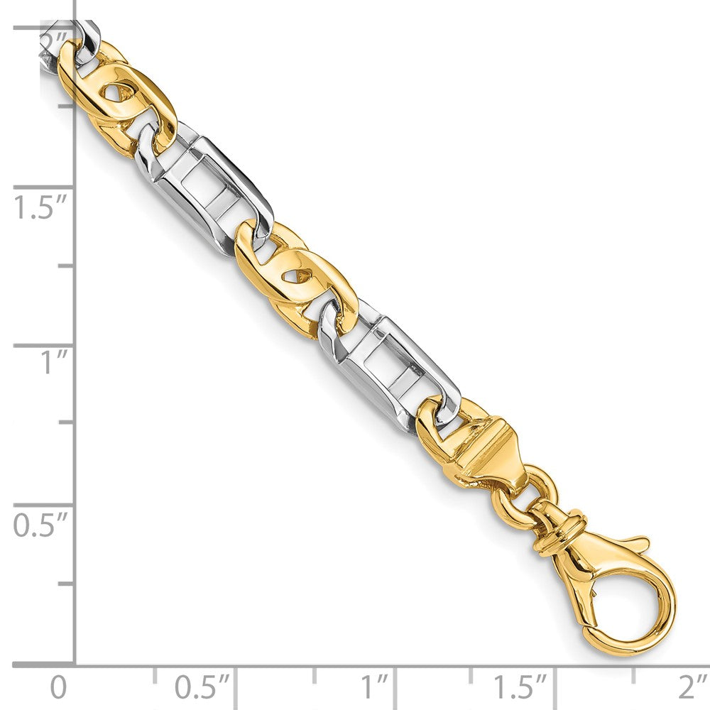 Massiv 14K Bicolor Gold 5.5mm Hand Poliert Fantasieglieder mit Fantasie Karabinerverschluss Halskette