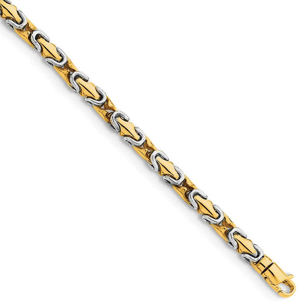 Massiv 14K Bicolor Gold 4.2mm Hand Poliert Fantasieglieder mit Karabinerverschluss Kette Fußkettchen