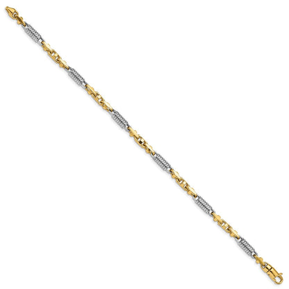 Massiv 14K Bicolor Gold 4.6mm Hand Poliert Fantasieglieder mit Karabinerverschluss Gliederarmband