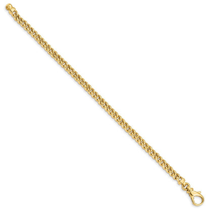 Massiv 14K Gelbgold 4.5mm Hand Poliert Fantasieglieder mit Fantasie Karabinerverschluss Gliederarmband
