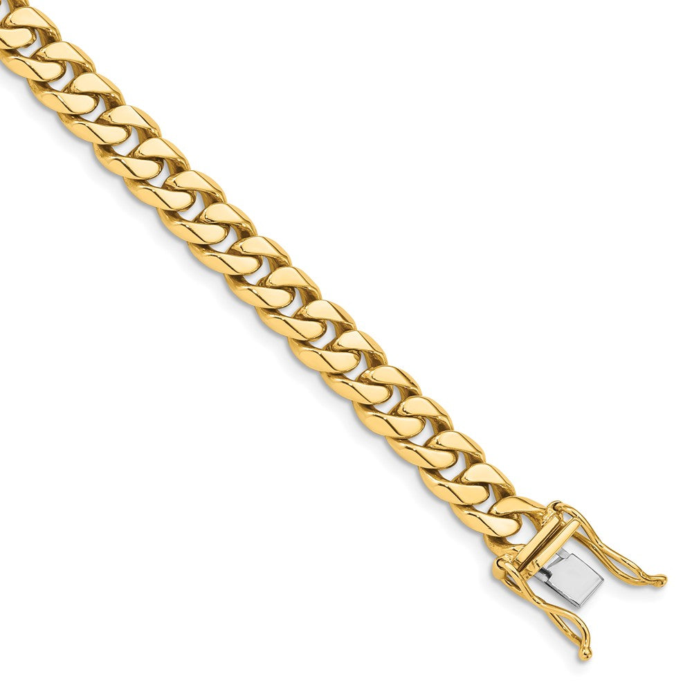 Massiv 14K Gelbgold 7mm Hand Poliert Miami Kubanisch Glieder mit Venezianer Catch Verschluss Gliederarmband