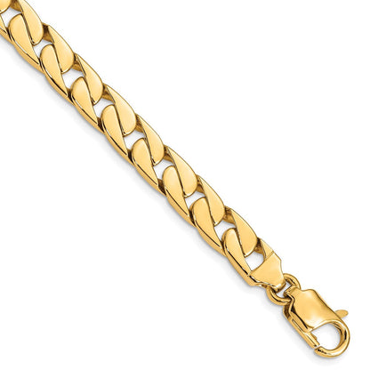 Massiv 14K Gelbgold 8mm Hand Poliert Lang Glieder Halb Rund Panzer mit Karabinerverschluss Gliederarmband