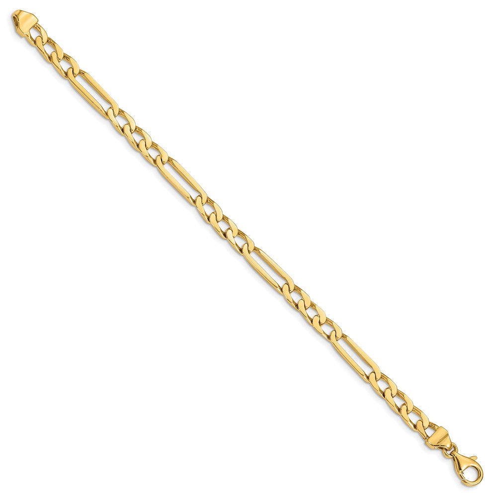 Massiv 14K Gelbgold 5mm Hand Poliert Figaro Glieder mit Fantasie Karabinerverschluss Gliederarmband