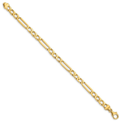 Massiv 14K Gelbgold 5mm Hand Poliert Figaro Glieder mit Fantasie Karabinerverschluss Gliederarmband