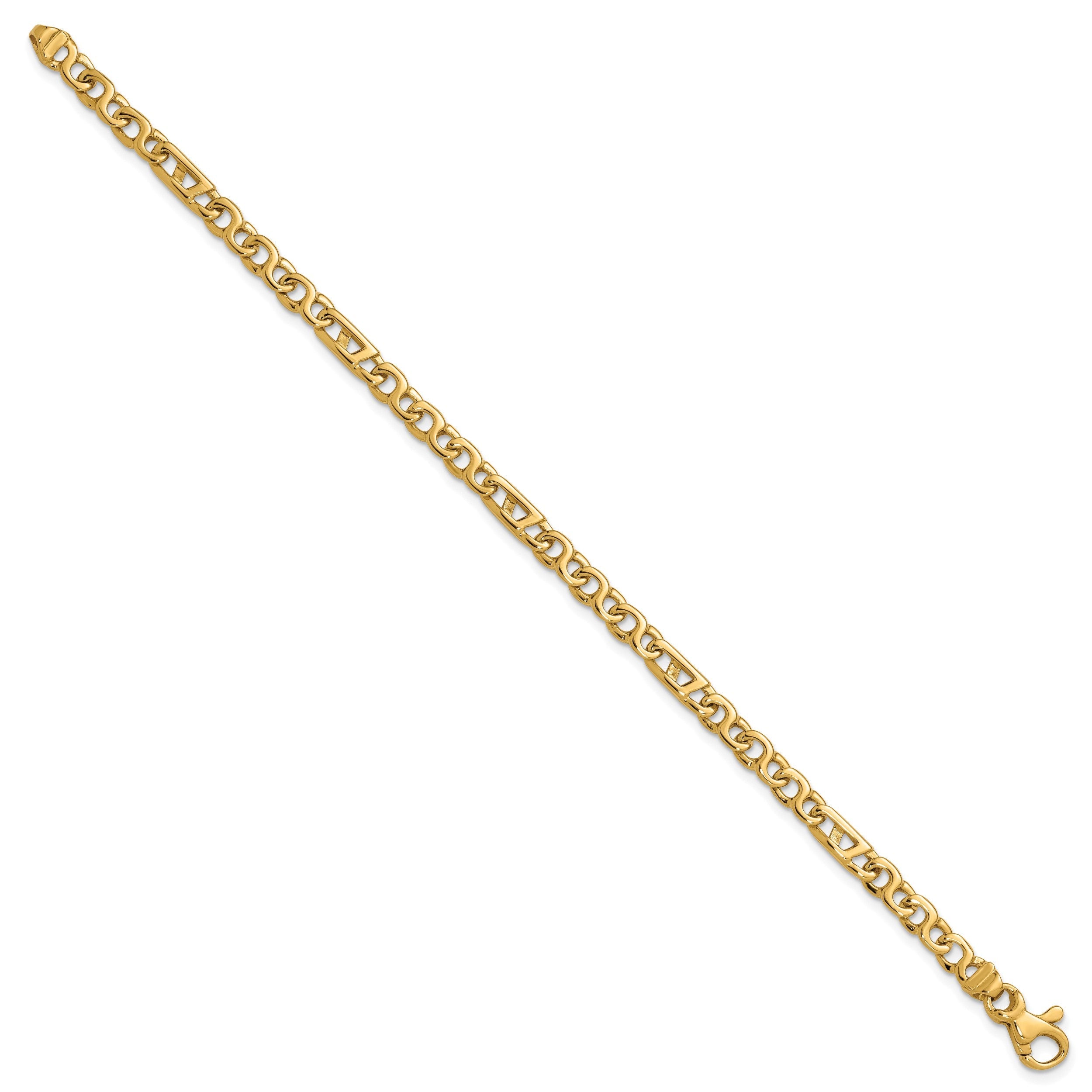 Massiv 14K Gelbgold 4.3mm Hand Poliert Fantasieglieder mit Fantasie Karabinerverschluss Halskette