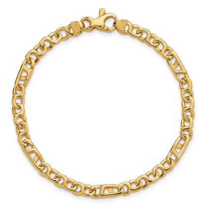 Massiv 14K Gelbgold 4.3mm Hand Poliert Fantasieglieder mit Fantasie Karabinerverschluss Halskette