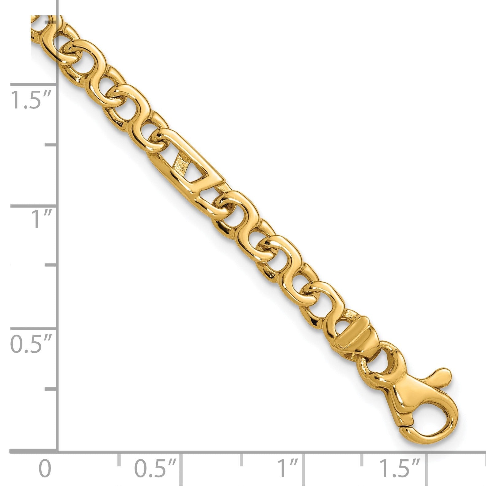 Massiv 14K Gelbgold 4.3mm Hand Poliert Fantasieglieder mit Fantasie Karabinerverschluss Halskette