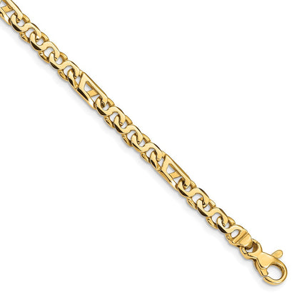 Massiv 14K Gelbgold 4.3mm Hand Poliert Fantasieglieder mit Fantasie Karabinerverschluss Halskette