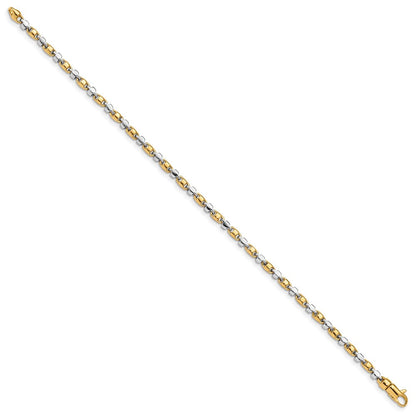 Massiv 14K Bicolor Gold 2.6mm Hand Poliert Fantasieglieder mit Karabinerverschluss Gliederarmband