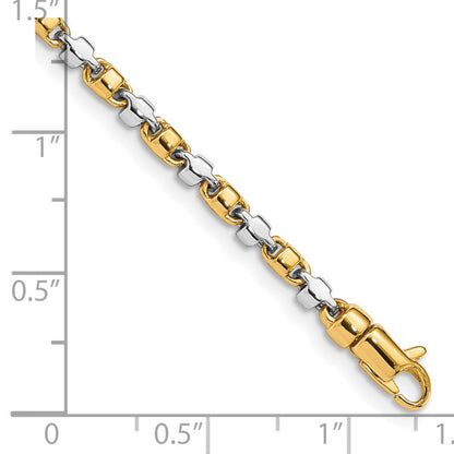 Massiv 14K Bicolor Gold 2.6mm Hand Poliert Fantasieglieder mit Karabinerverschluss Halskette