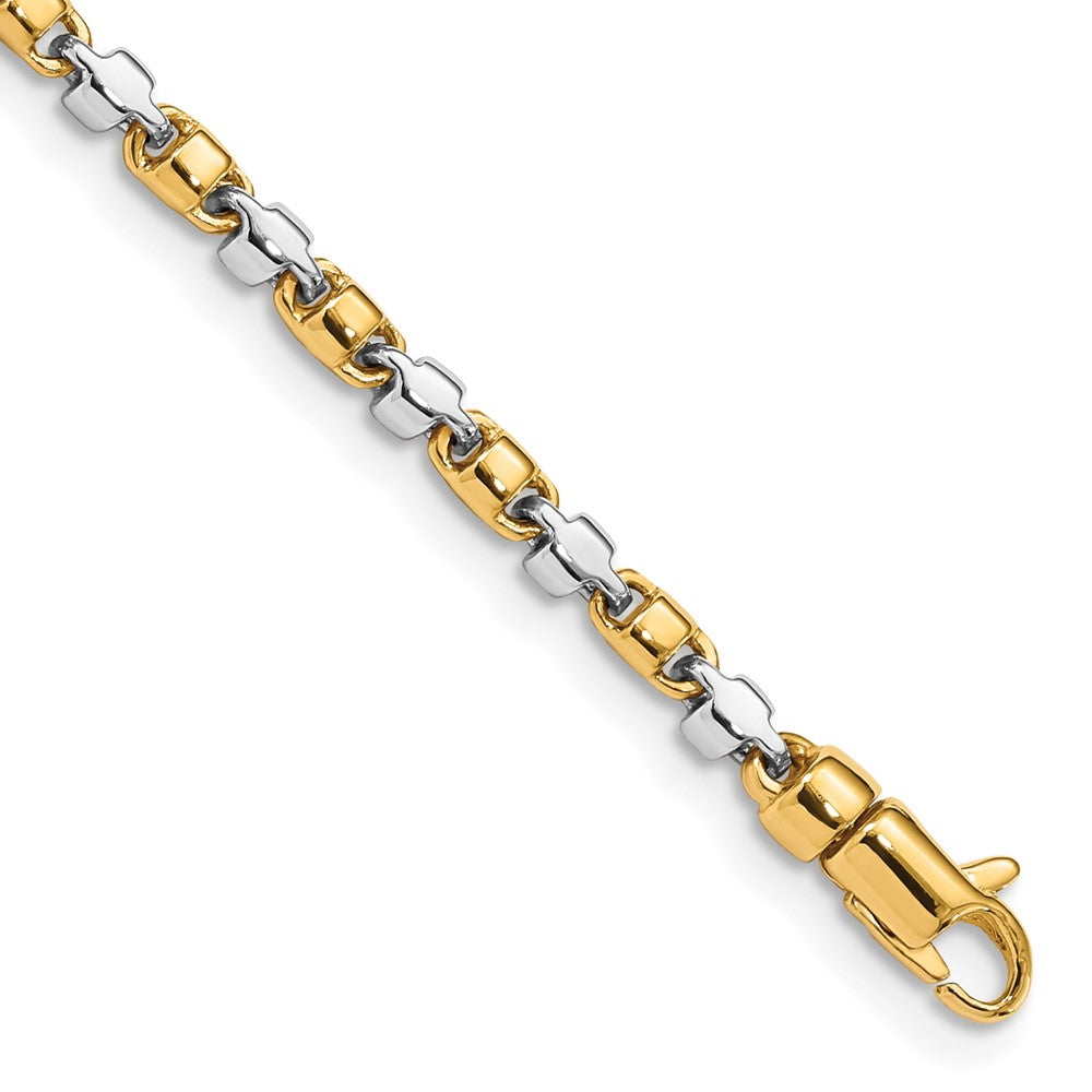 Massiv 14K Bicolor Gold 2.6mm Hand Poliert Fantasieglieder mit Karabinerverschluss Halskette