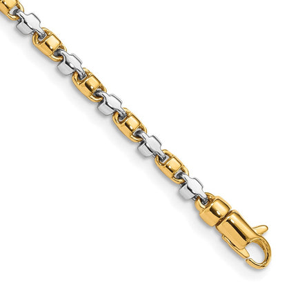 Massiv 14K Bicolor Gold 2.6mm Hand Poliert Fantasieglieder mit Karabinerverschluss Halskette