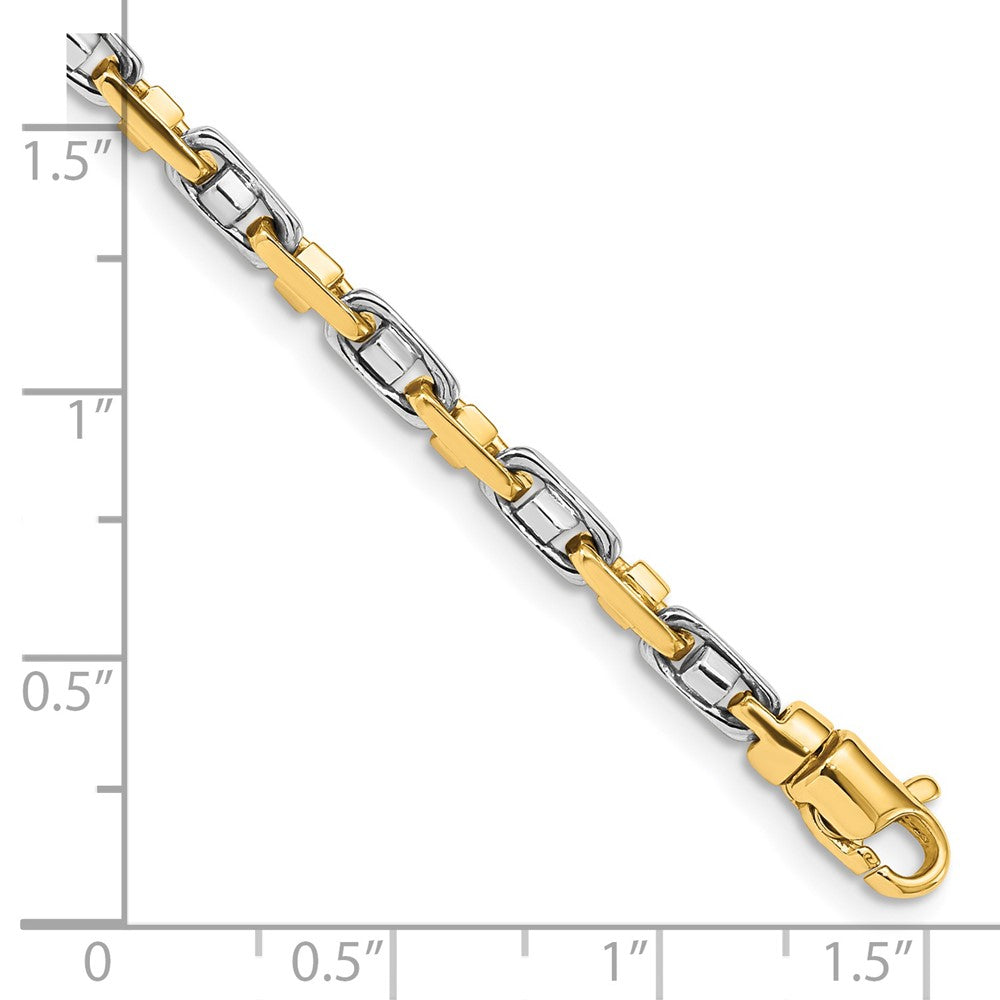 Massiv 14K Bicolor Gold 3.5mm Fantasieglieder mit Karabinerverschluss Gliederarmband