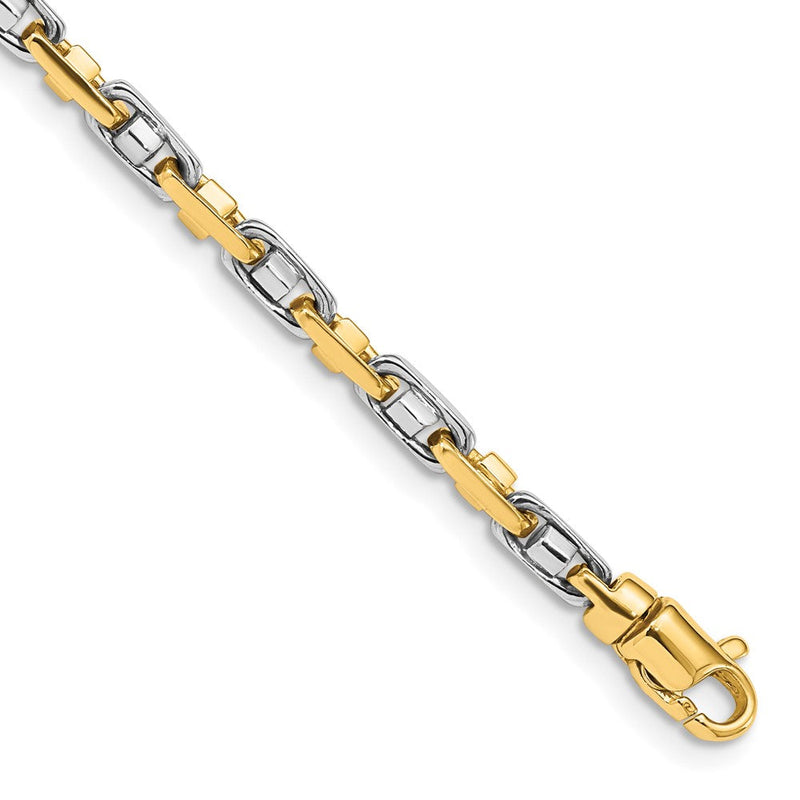 Massiv 14K Bicolor Gold 3.5mm Fantasieglieder mit Karabinerverschluss Gliederarmband