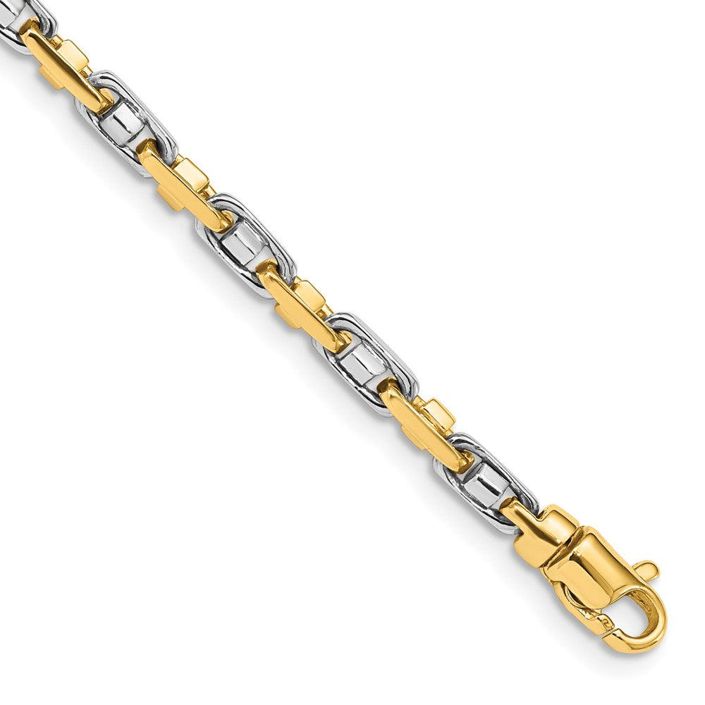 Massiv 14K Bicolor Gold 3.5mm Fantasieglieder mit Karabinerverschluss Halskette