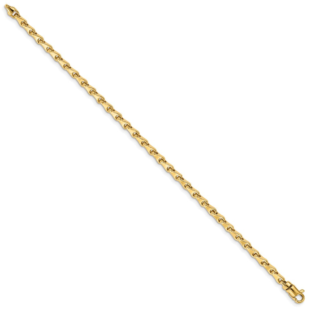 Massiv 14K Gelbgold 3.4mm Hand Poliert Fantasieglieder mit Karabinerverschluss Gliederarmband