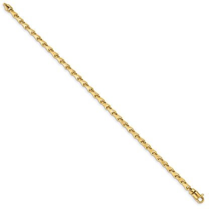 Massiv 14K Gelbgold 3.4mm Hand Poliert Fantasieglieder mit Karabinerverschluss Gliederarmband