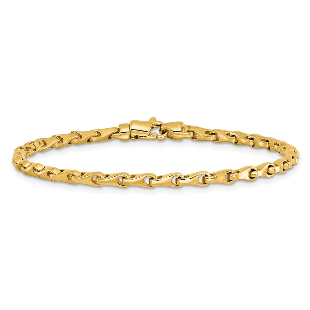 Massiv 14K Gelbgold 3.4mm Hand Poliert Fantasieglieder mit Karabinerverschluss Halskette