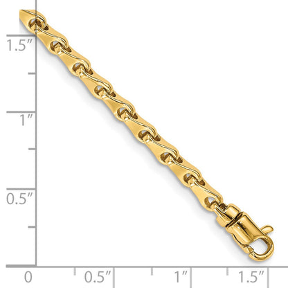 Massiv 14K Gelbgold 3.4mm Hand Poliert Fantasieglieder mit Karabinerverschluss Gliederarmband