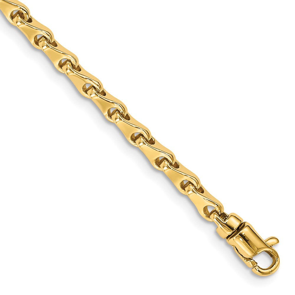 Massiv 14K Gelbgold 3.4mm Hand Poliert Fantasieglieder mit Karabinerverschluss Halskette