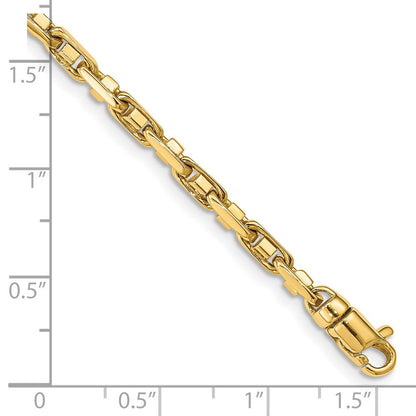 Massiv 14K Gelbgold 3.8mm Poliert Fantasieglieder mit Karabinerverschluss Gliederarmband