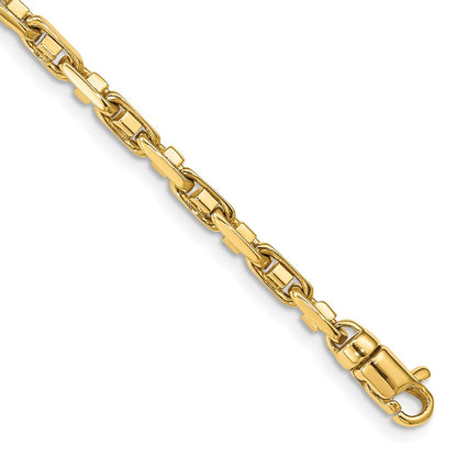 Massiv 14K Gelbgold 3.8mm Poliert Fantasieglieder mit Karabinerverschluss Halskette