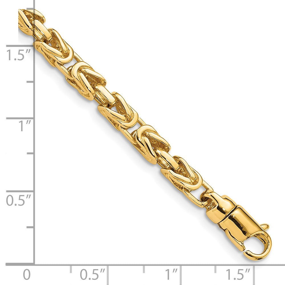 Massiv 14K Gelbgold 4.1mm Hand Poliert Byzantiner Glieder mit Karabinerverschluss Gliederarmband