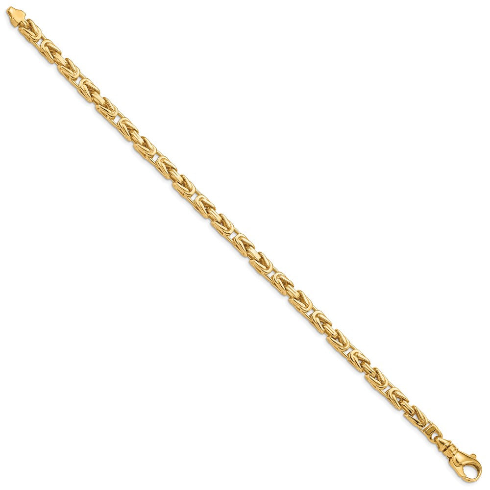 Massiv 14K Gelbgold 4.1mm Hand Poliert Byzantiner Glieder mit Fantasie Karabinerverschluss Gliederarmband