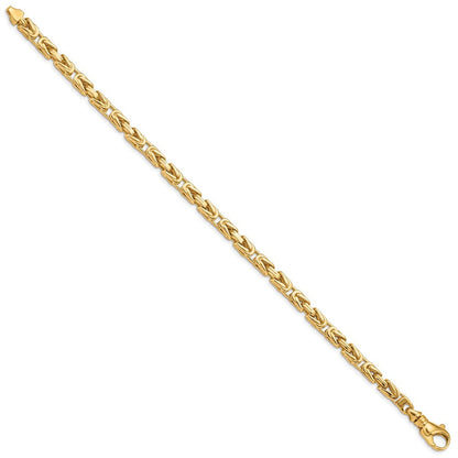 Massiv 14K Gelbgold 4.1mm Hand Poliert Byzantiner Glieder mit Fantasie Karabinerverschluss Gliederarmband