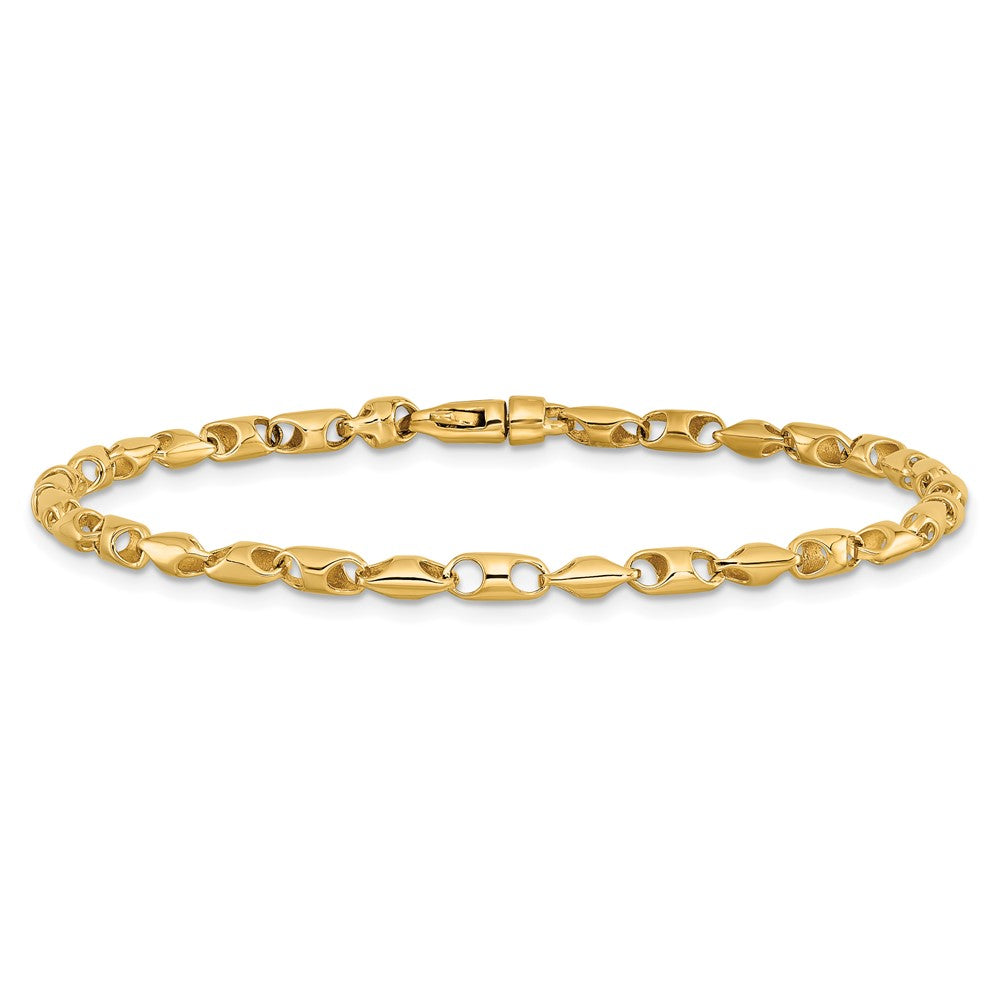 Massiv 14K Gelbgold 3.1mm Fantasieglieder mit Lobter Verschluss Armband