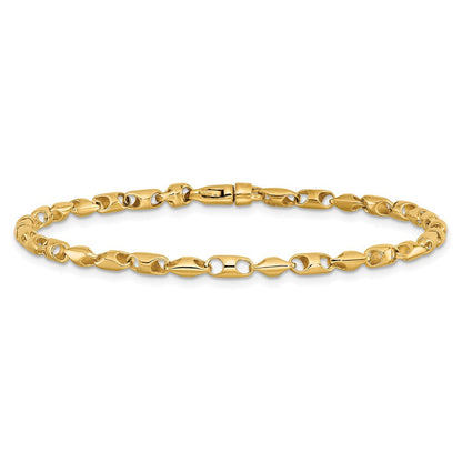 Massiv 14K Gelbgold 3.1mm Fantasieglieder mit Lobter Verschluss Halskette