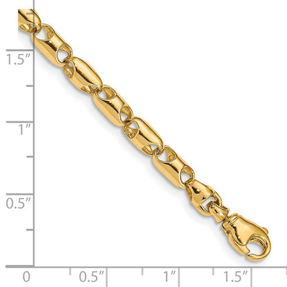 Massiv 14K Gelbgold 4.1mm Fantasie Barrel Glieder mit Fantasie Karabinerverschluss Halskette
