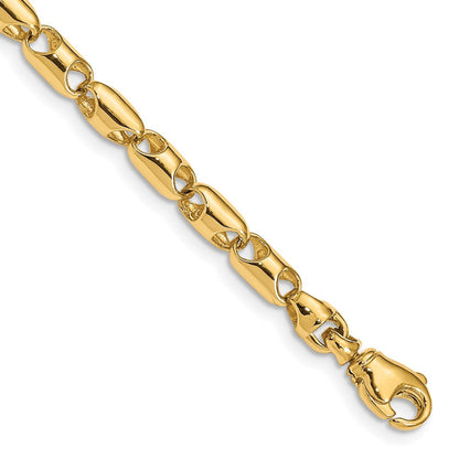 Massiv 14K Gelbgold 4.1mm Fantasie Barrel Glieder mit Fantasie Karabinerverschluss Halskette