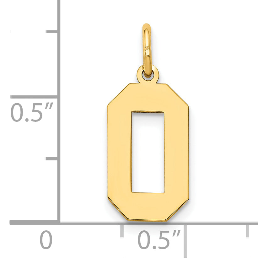 14K Gelbgold 14K Mittel Poliert Zahl 0 Charm