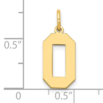 14K Gelbgold 14K Mittel Poliert Zahl 0 Charm
